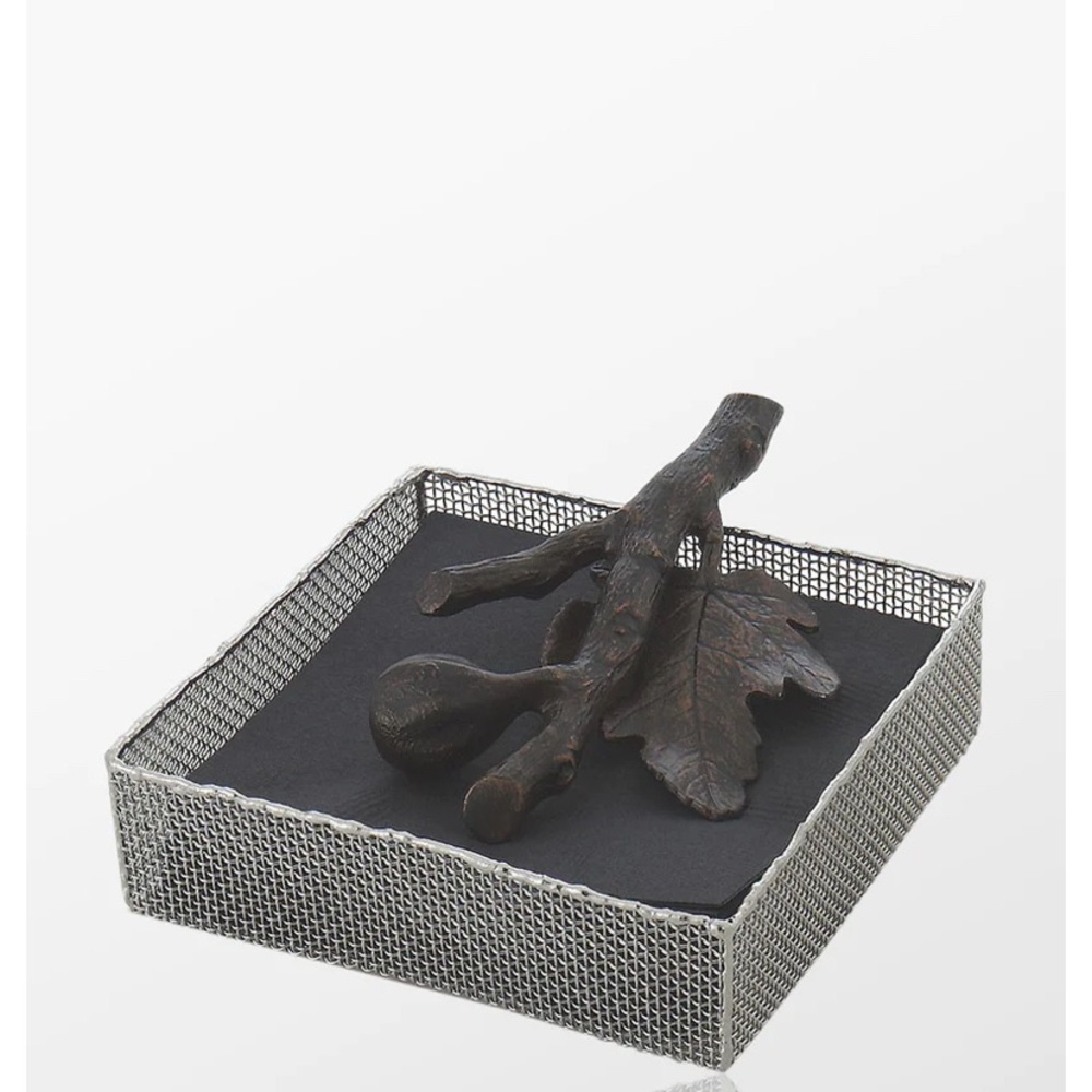 NIB Michael Aram cocktail napkin holder Fig Leaf series 5 1/4" X 5 1/4”